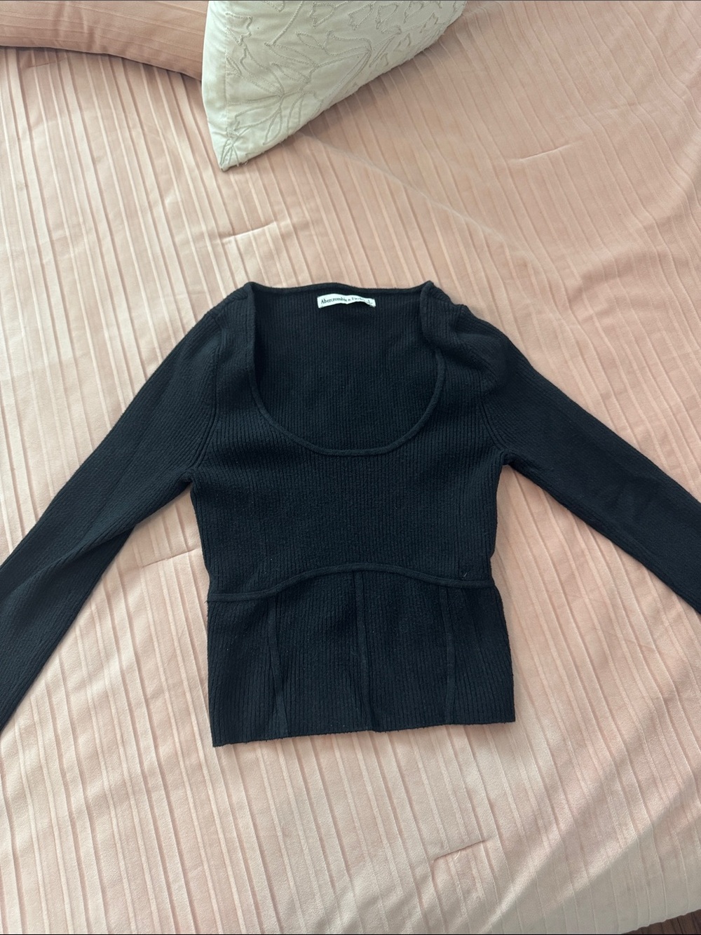 Abercrombie and Fitch Black Scoop Neck Ribbed Long Sleeve Top